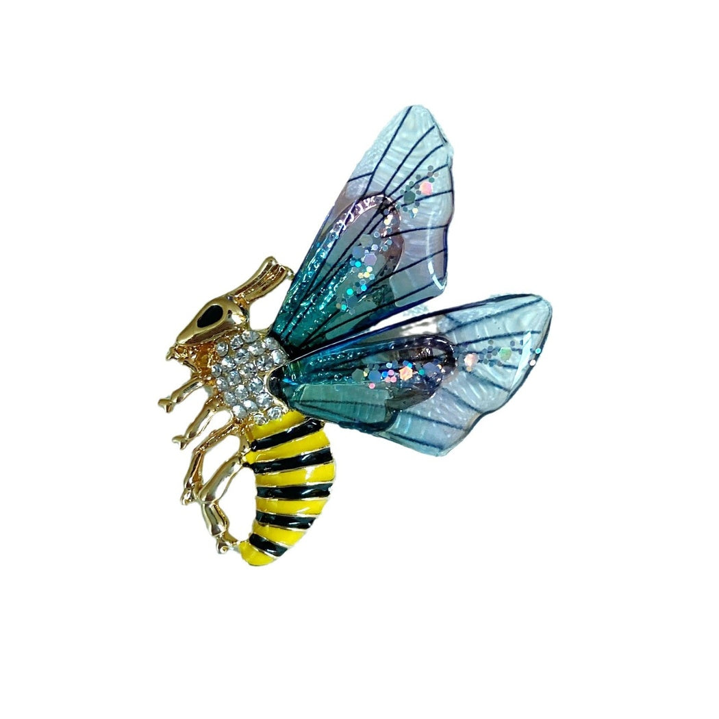 Brovia - Translucent Wing Butterfly and Bee Brooch - view 3