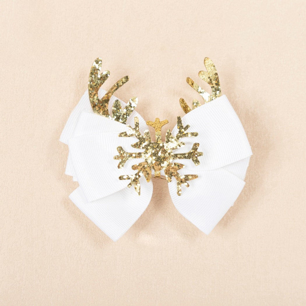 Beau - Christmas Bow Deer Antler Hair Clip