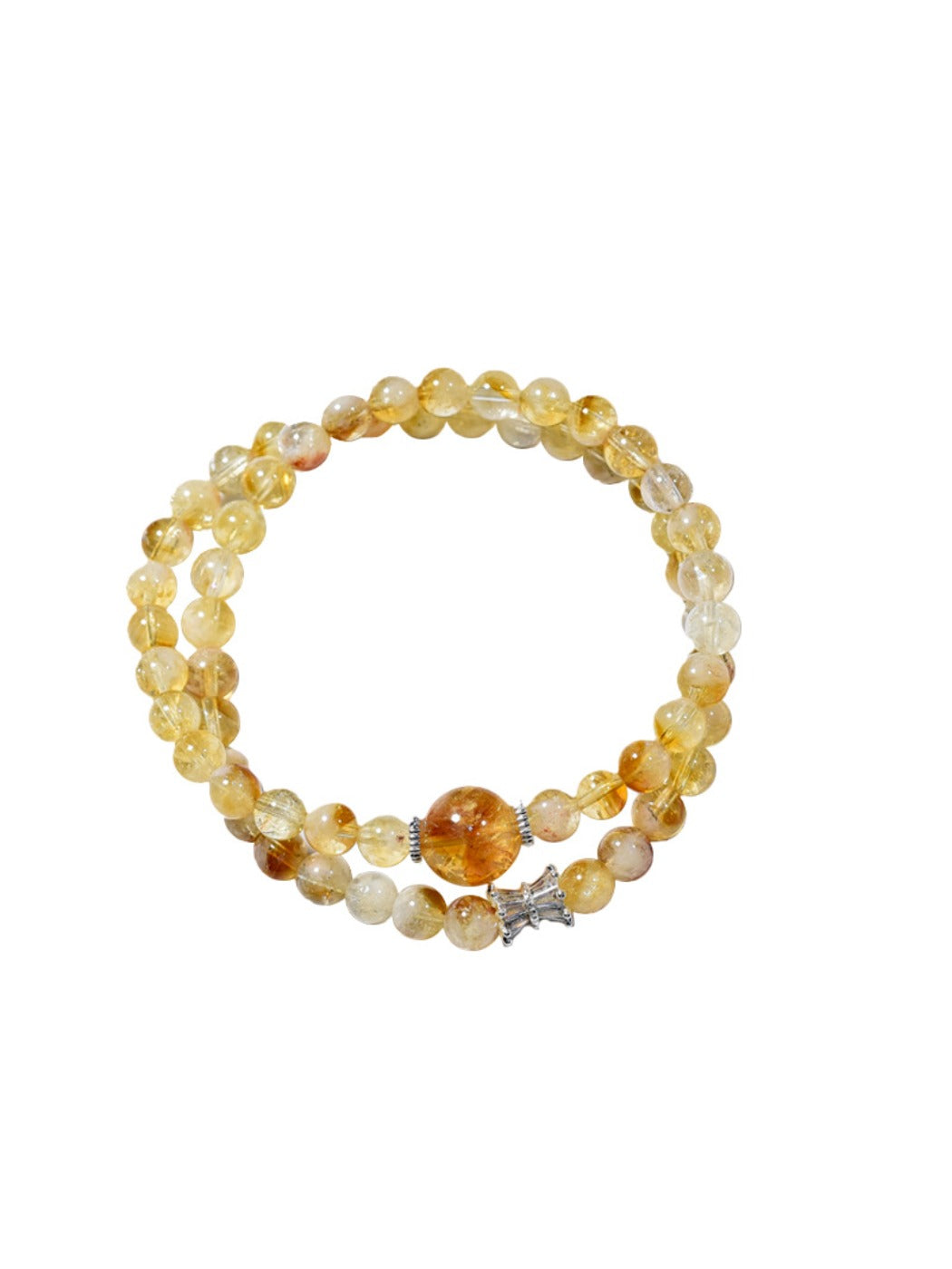 Side view of Lovra yellow crystal multi-wrap bracelet showing bead details