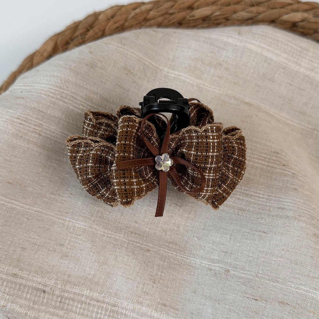 Beau - Women's Plaid Bow Detail Claw Clip