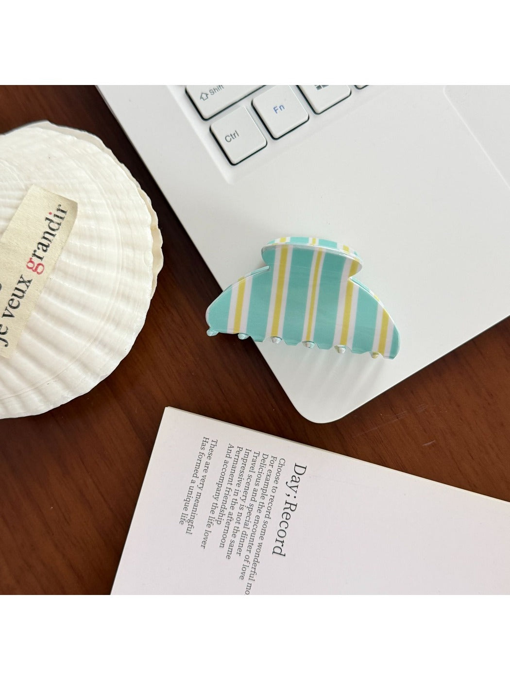 Beau - Sweet Style Striped Plastic Hair Claw Clip