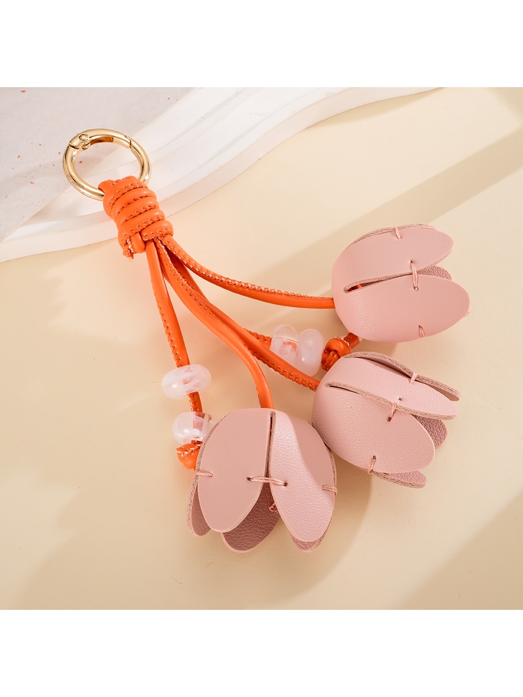 Keypus - Faux Leather Tulip Flower Bag Charm Keychain