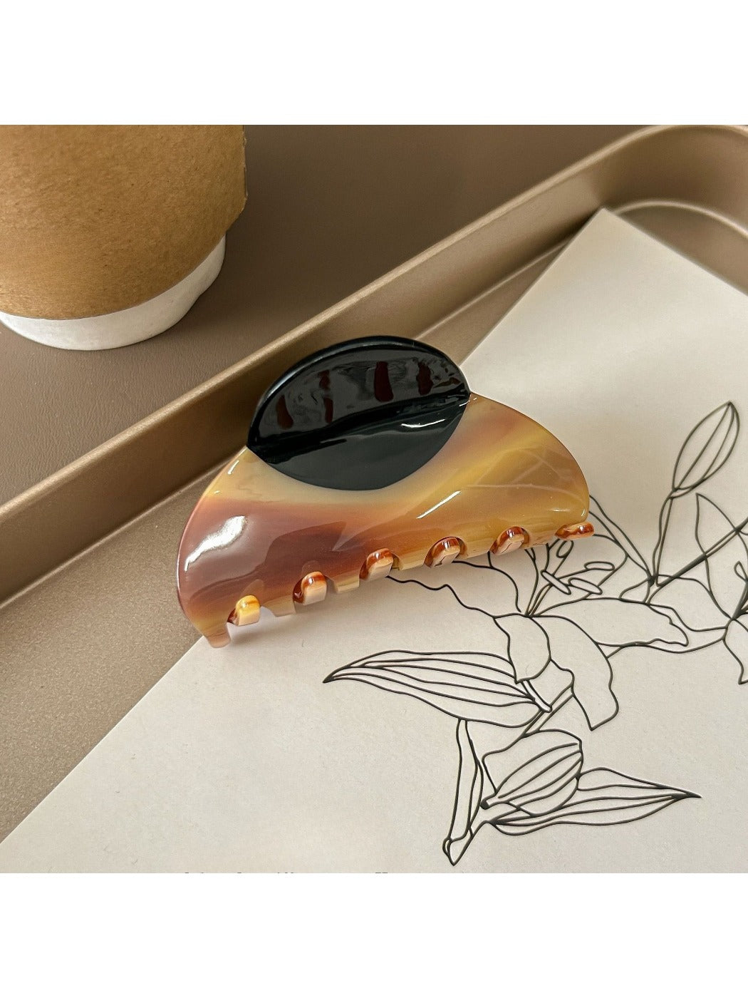 Beau - Retro Color Block Hair Claw Clip