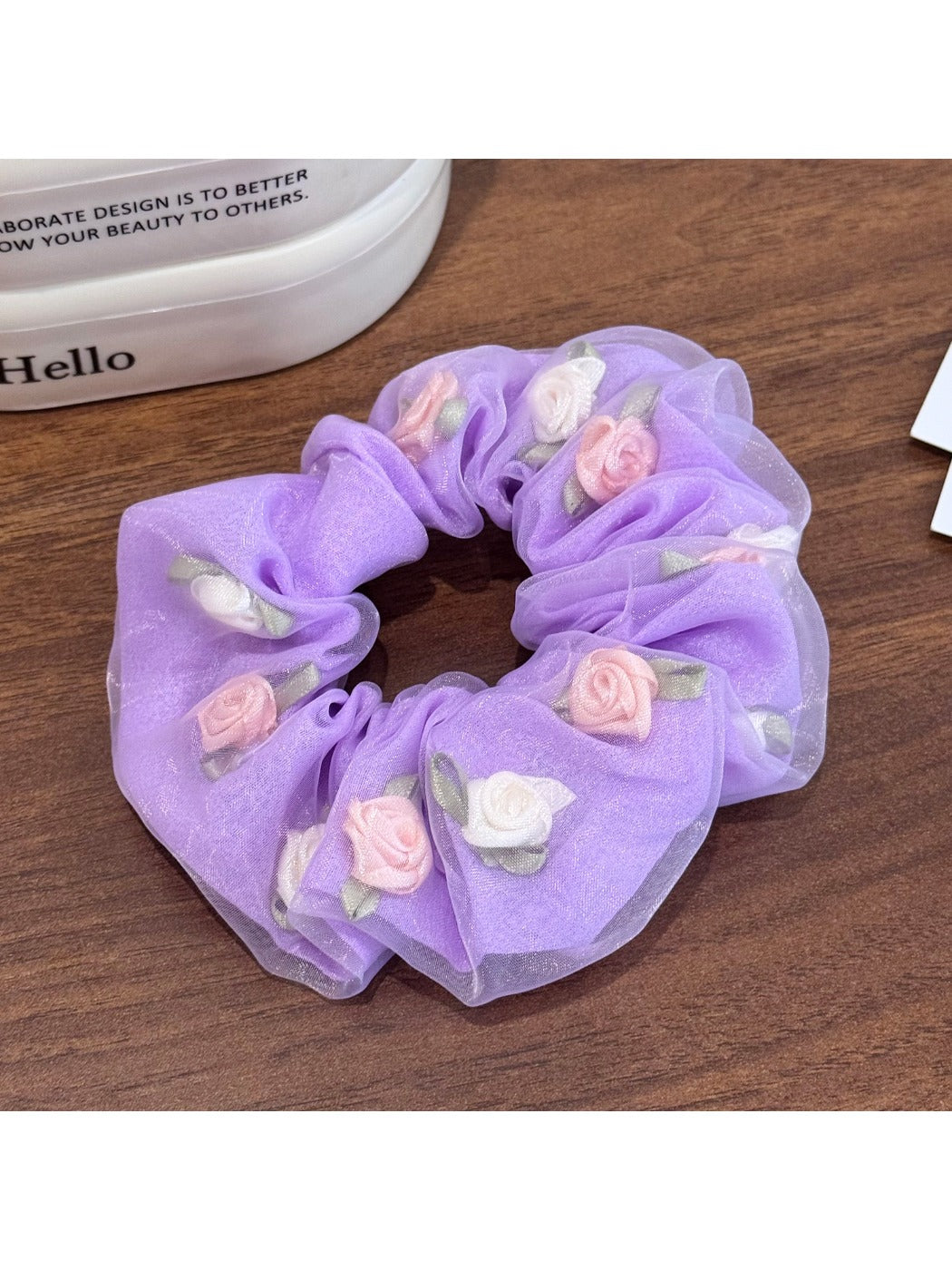 Gifty - Mesh Rose Flower Scrunchie High Elasticity