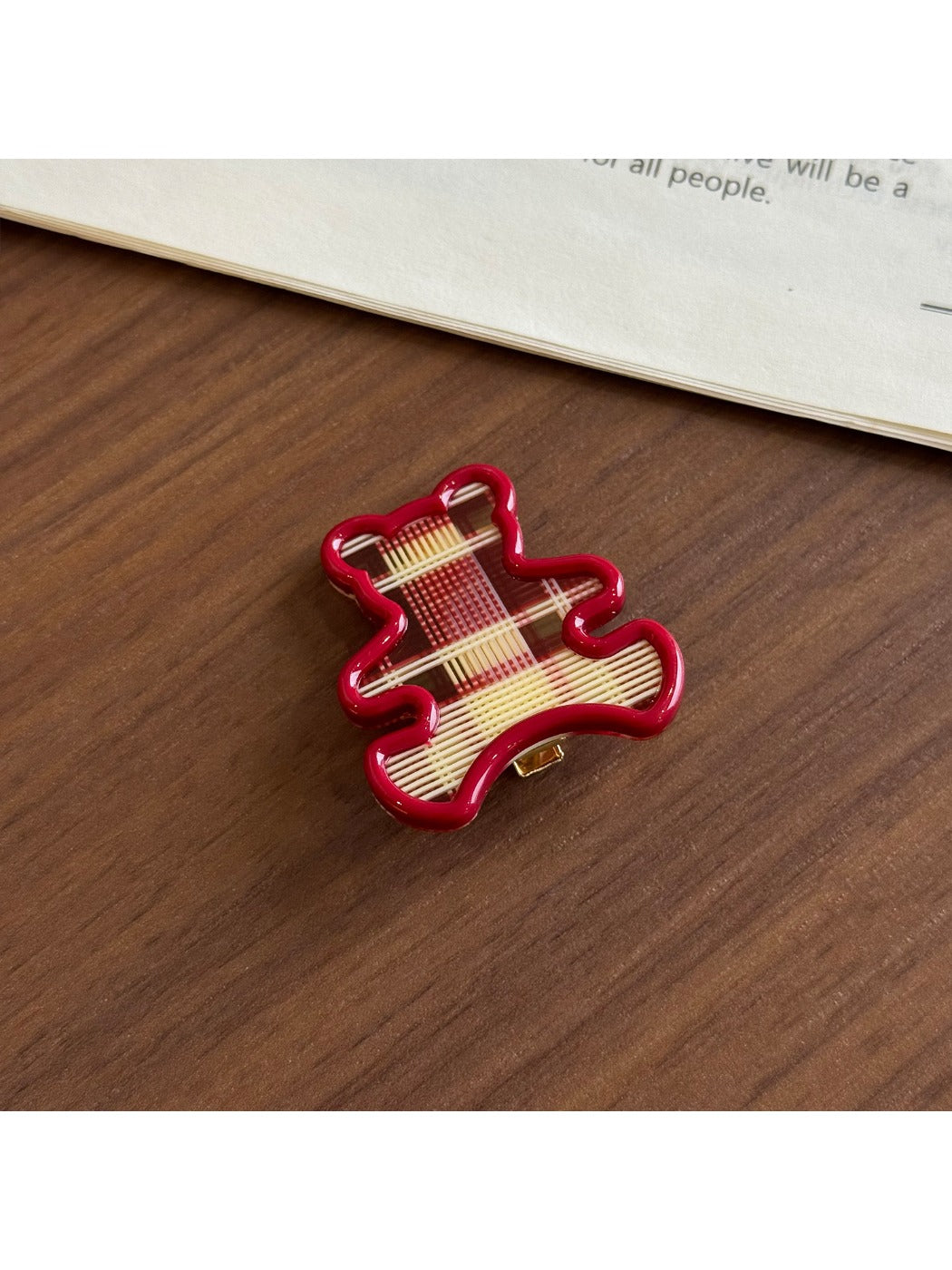 Beau - Plaid Acetate Alloy Side Bangs Hair Clip