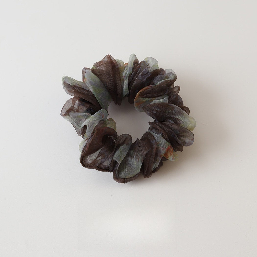 Gifty - Elegant Printed Mesh Ruffle Scrunchie