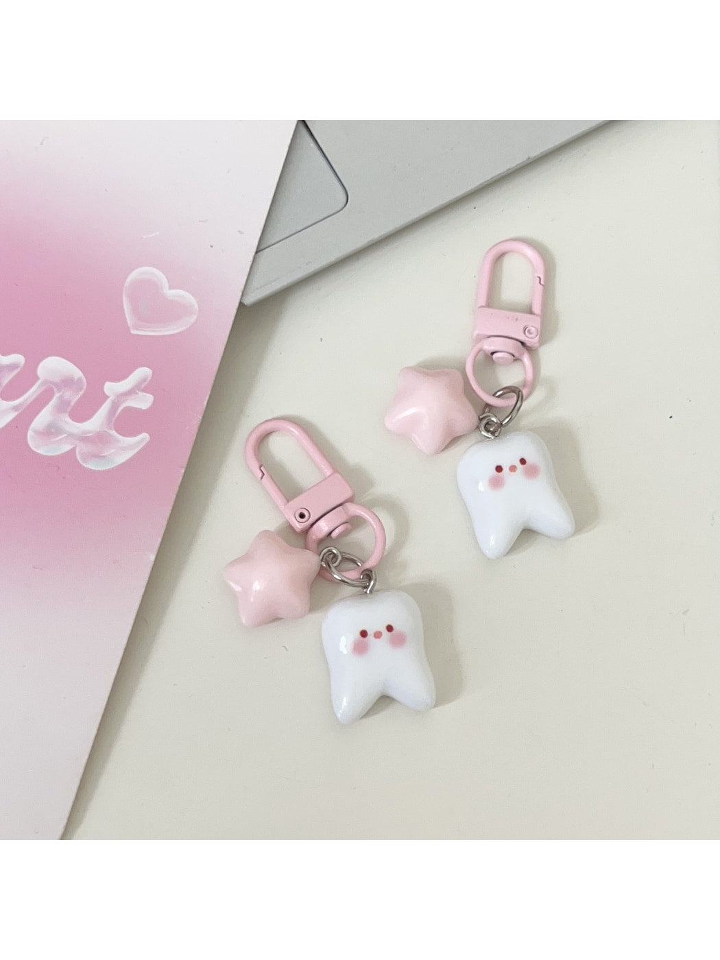Keypus - Cute Tooth and Star Bag Charm Keychain