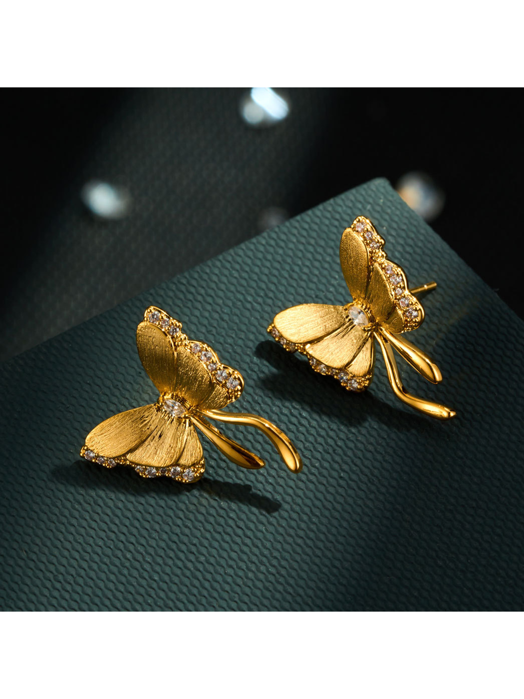 Earedge - Butterfly Detail Gold Tone Stud Earrings