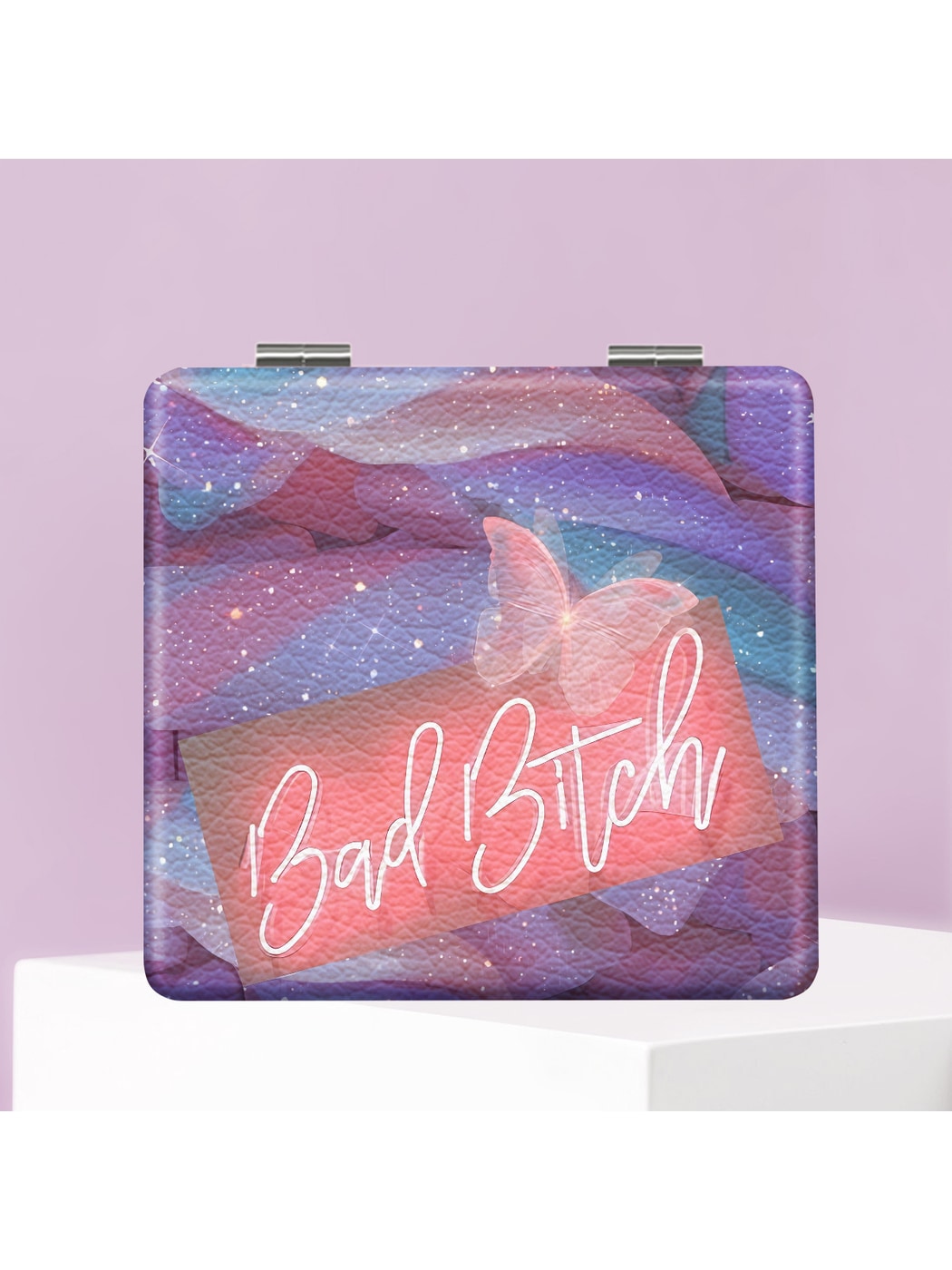 Mirroray - Butterfly Print PU Folding Makeup Mirror