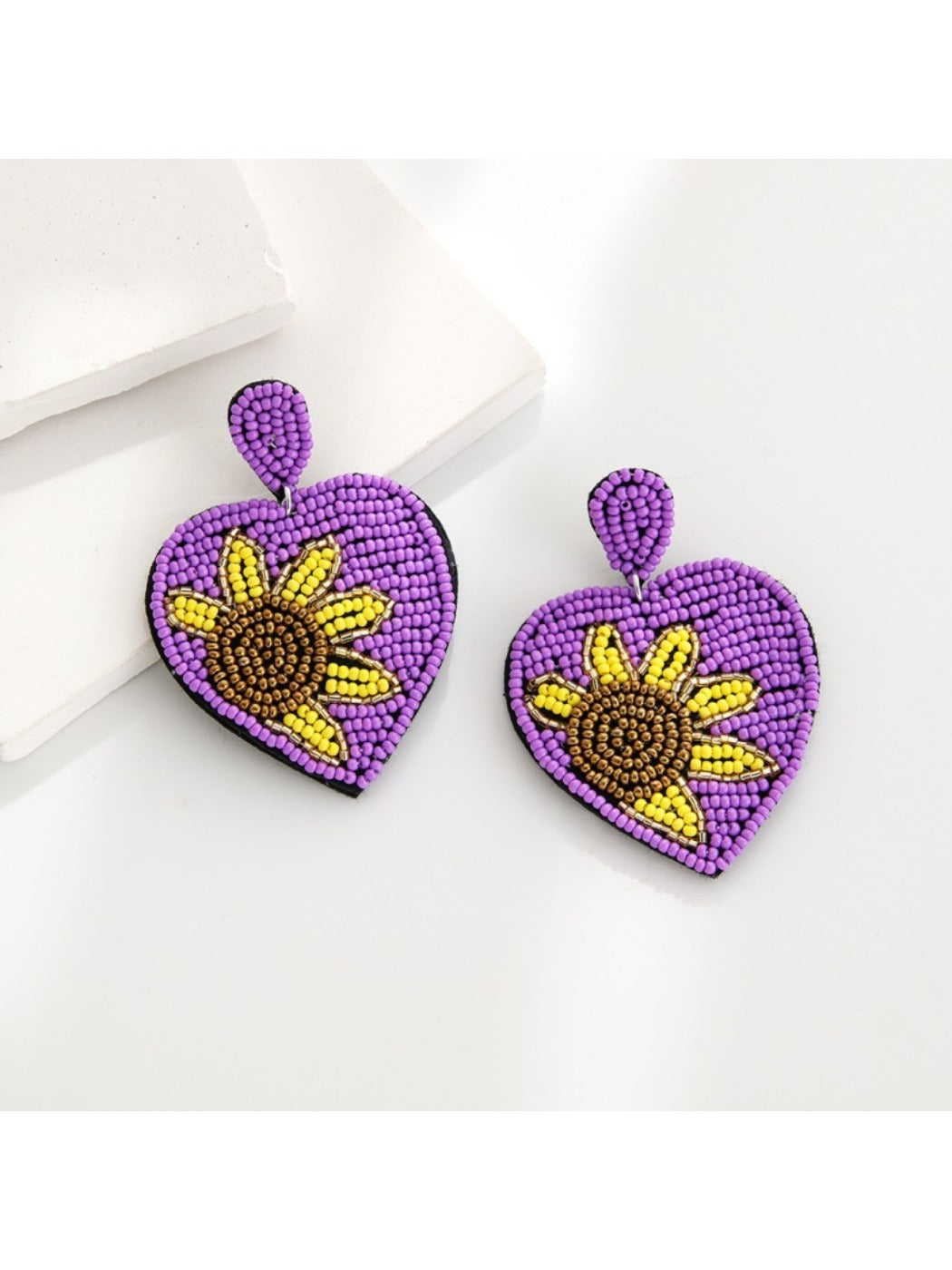 Earedge - Heart Shaped Floral Pendant Earrings