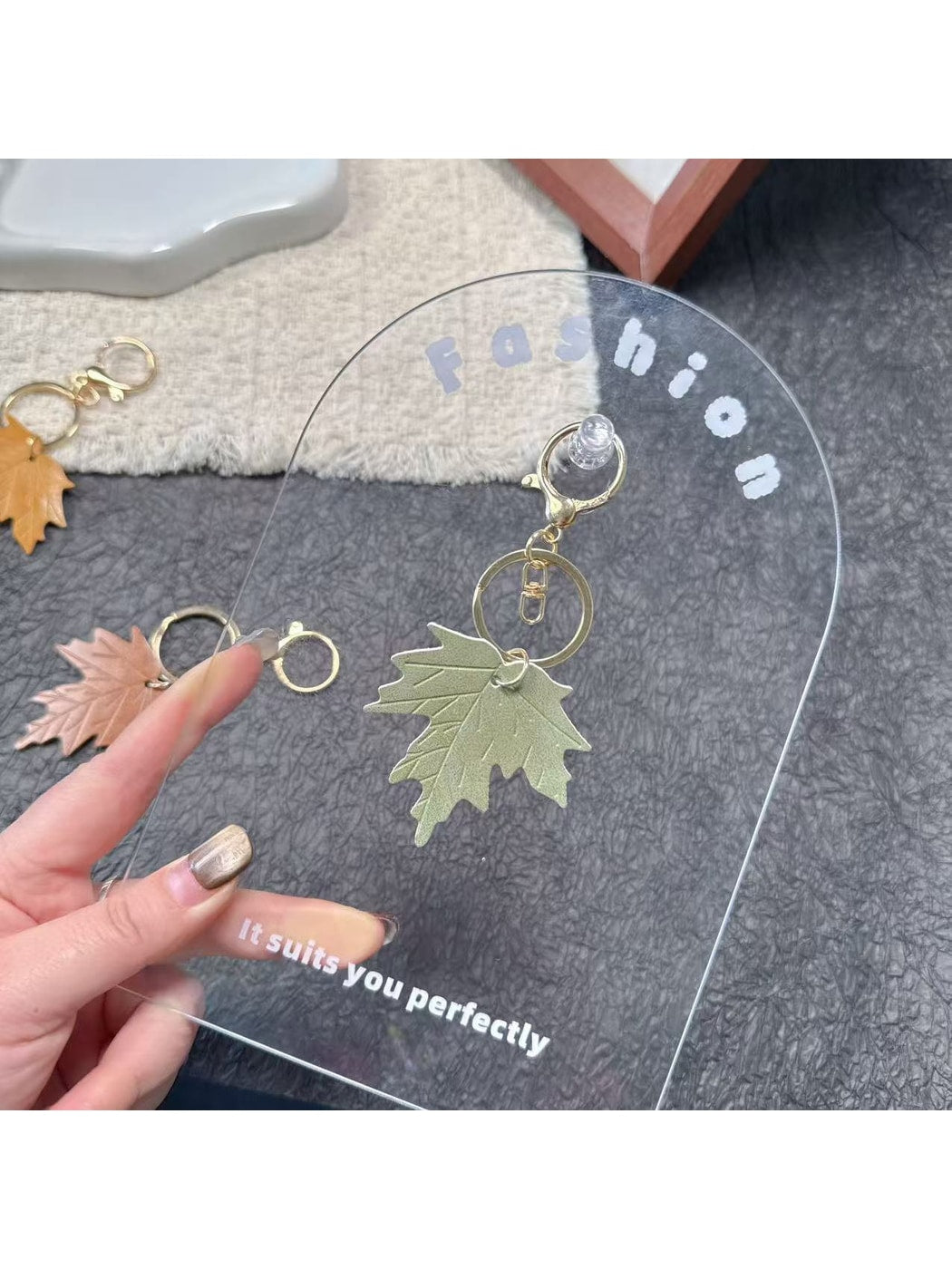 Keypus - Minimal Maple Leaf Bag Charm Alloy Keychain