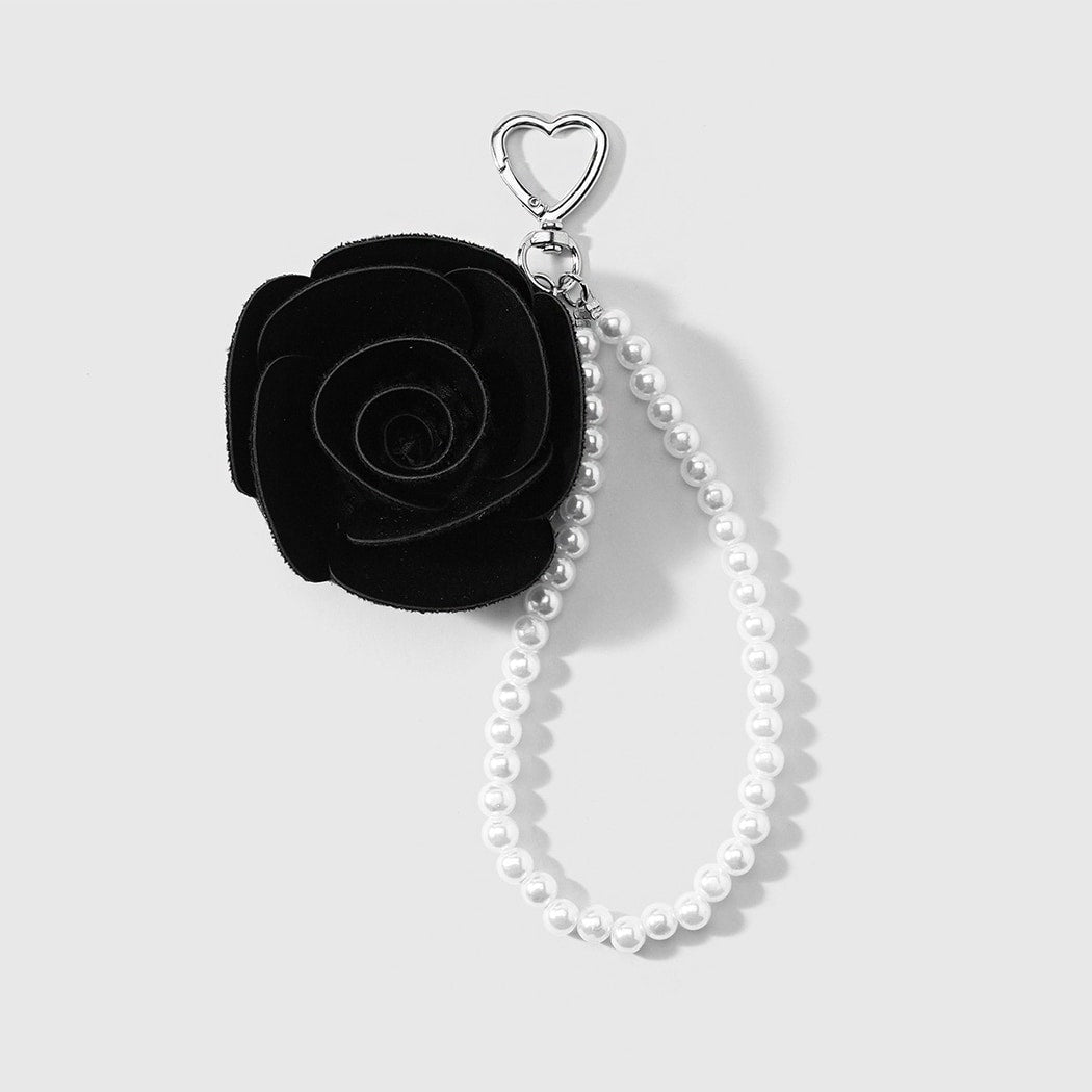 Keypus - Rose Design Heart Loop Beaded Keychain