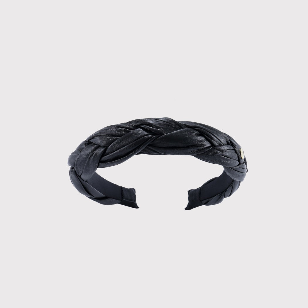 Gifty - Vintage Black Braided Style PU Headband