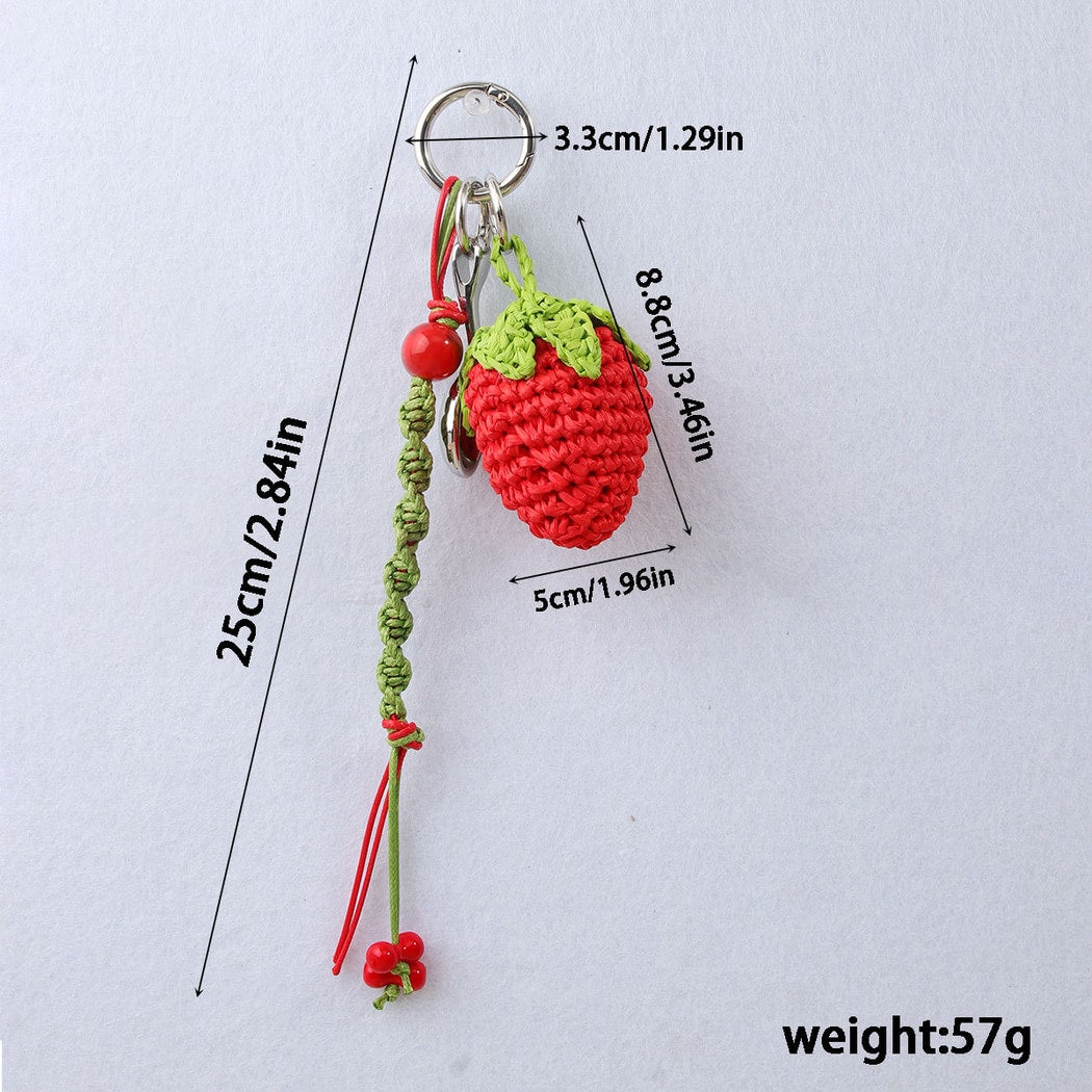 Keypus - Raffia Look Strawberry Bag Hanging Keychain