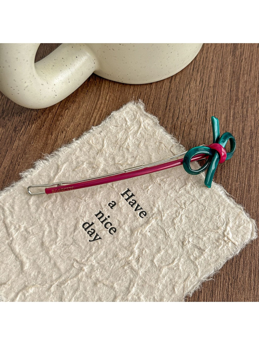 Beau - Retro Bow Detail Acetate Alloy Side Barrette