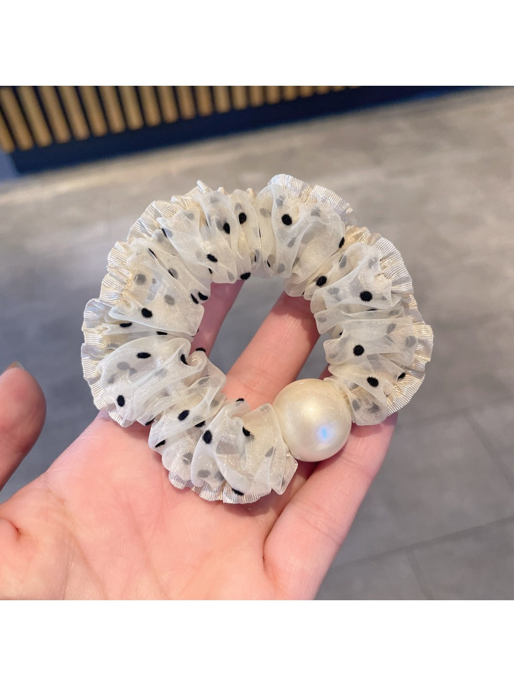 Gifty - Ruffled Mini Polka Dot Scrunchie
