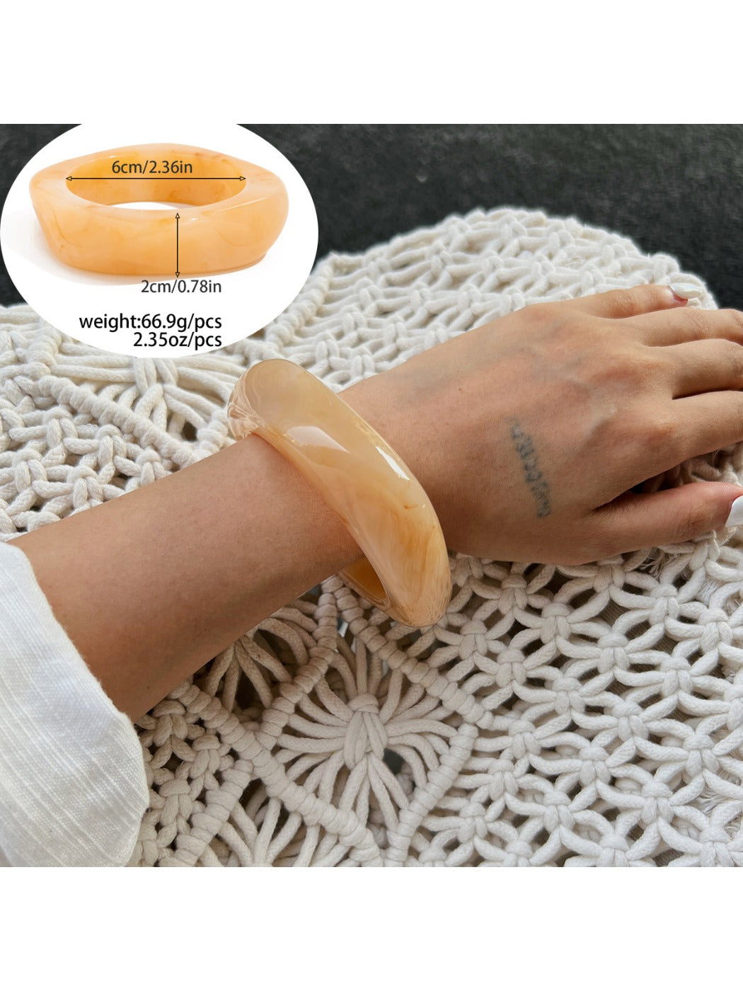 Lovra stylish round bracelet styled with casual outfit on model's wrist