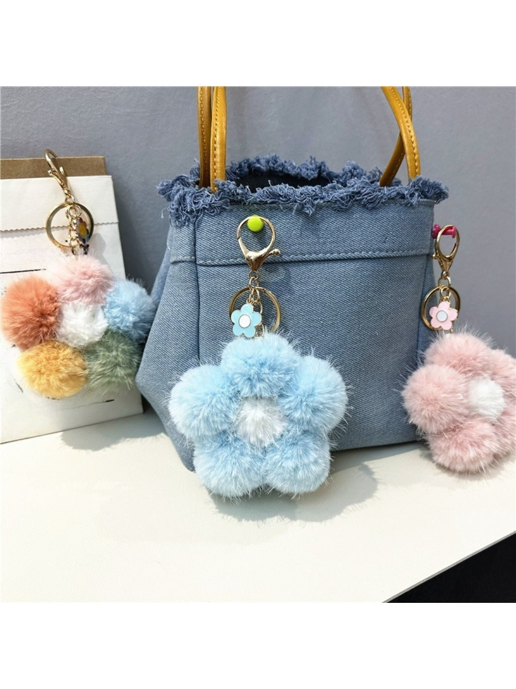 Keypus - Colorful Plush Flower Bag Charm Keychain