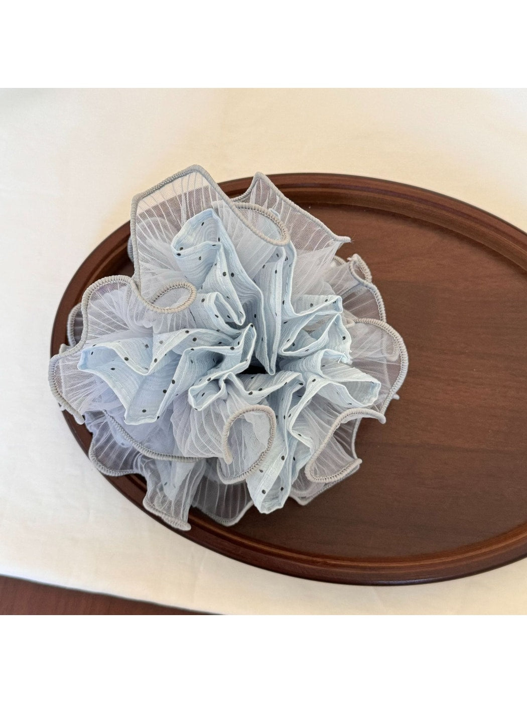 Gifty - Polka Dot Double Layer Mesh Ruffle Scrunchie
