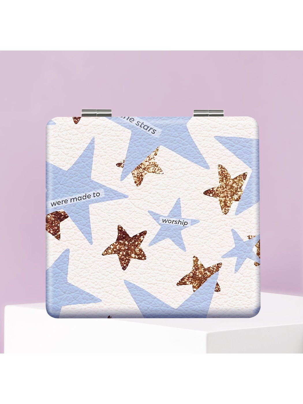 Mirroray - Glitter Star Pattern Square Folding Makeup Mirror