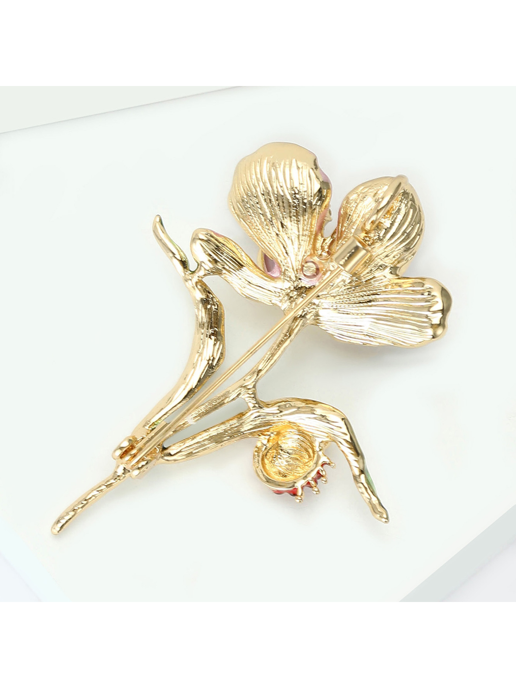 Brovia - Vintage Lotus Ladybug Accent Brooch