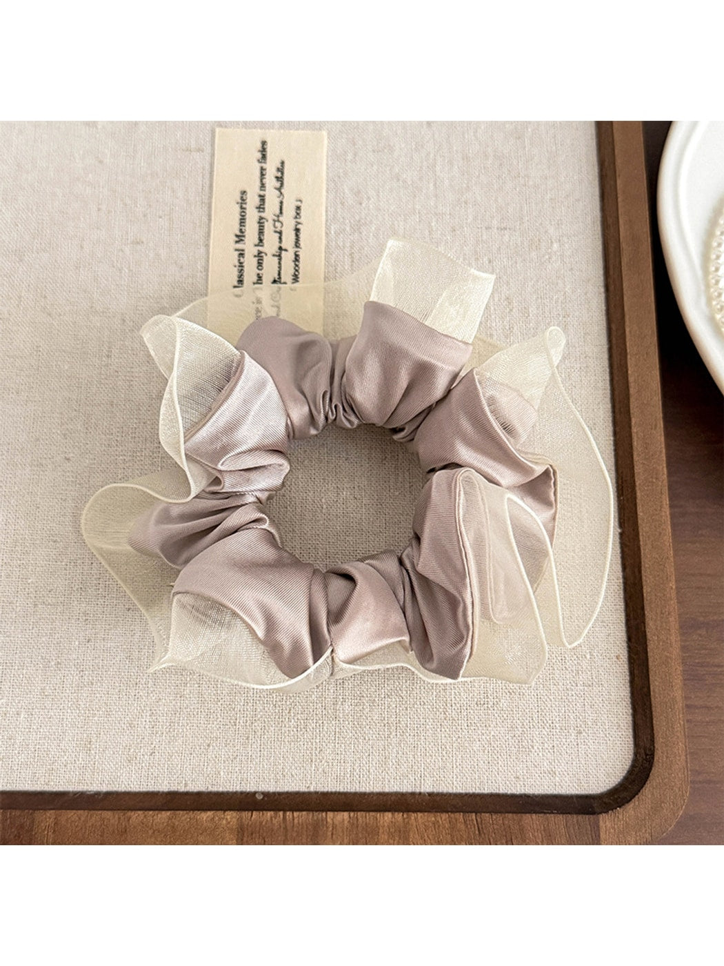 Gifty - Polyester Mesh Ruffle Edge Gathered Scrunchie