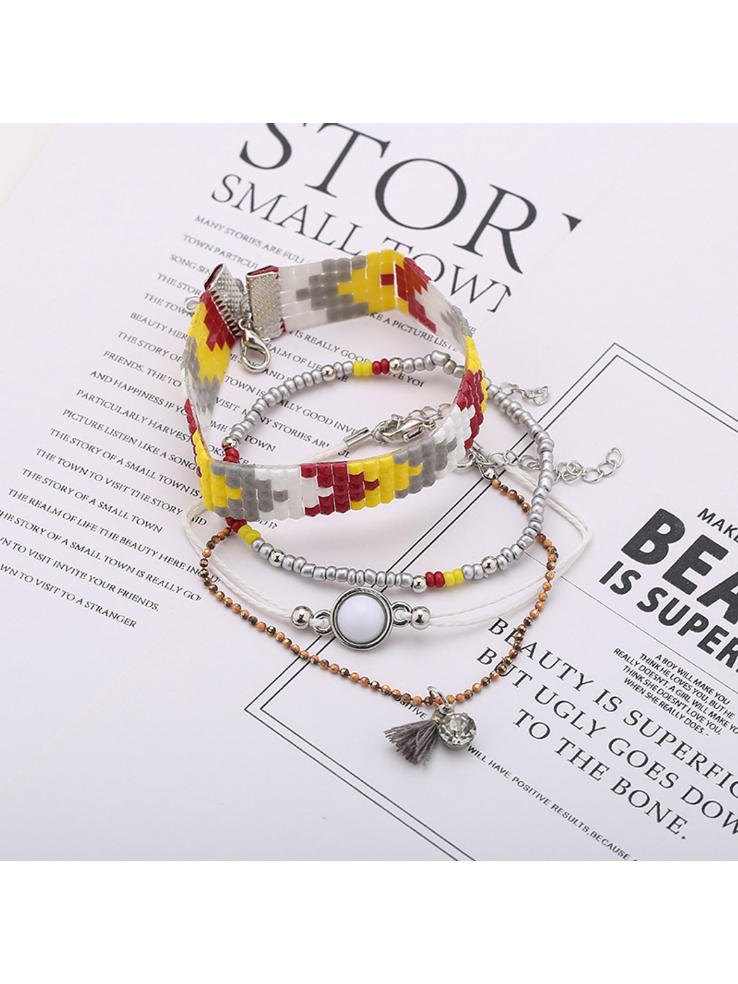 Lovra - Bohemian Beaded Wide Braid Bracelet