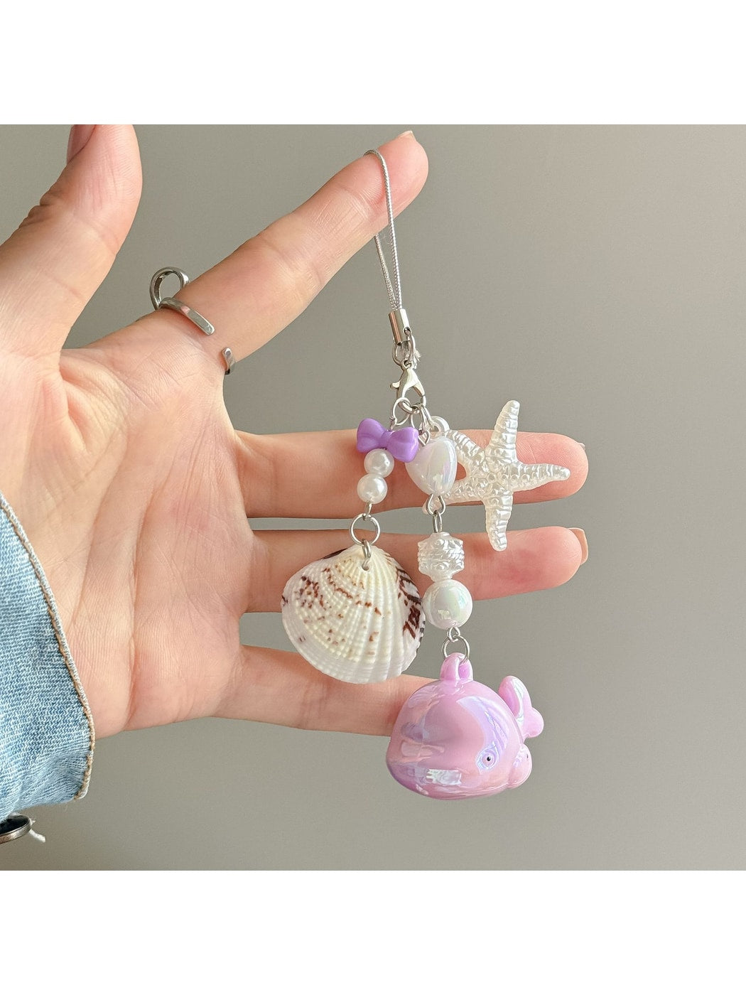 Keypus - Beaded Ocean Whale Accent Bag Charm Keychain