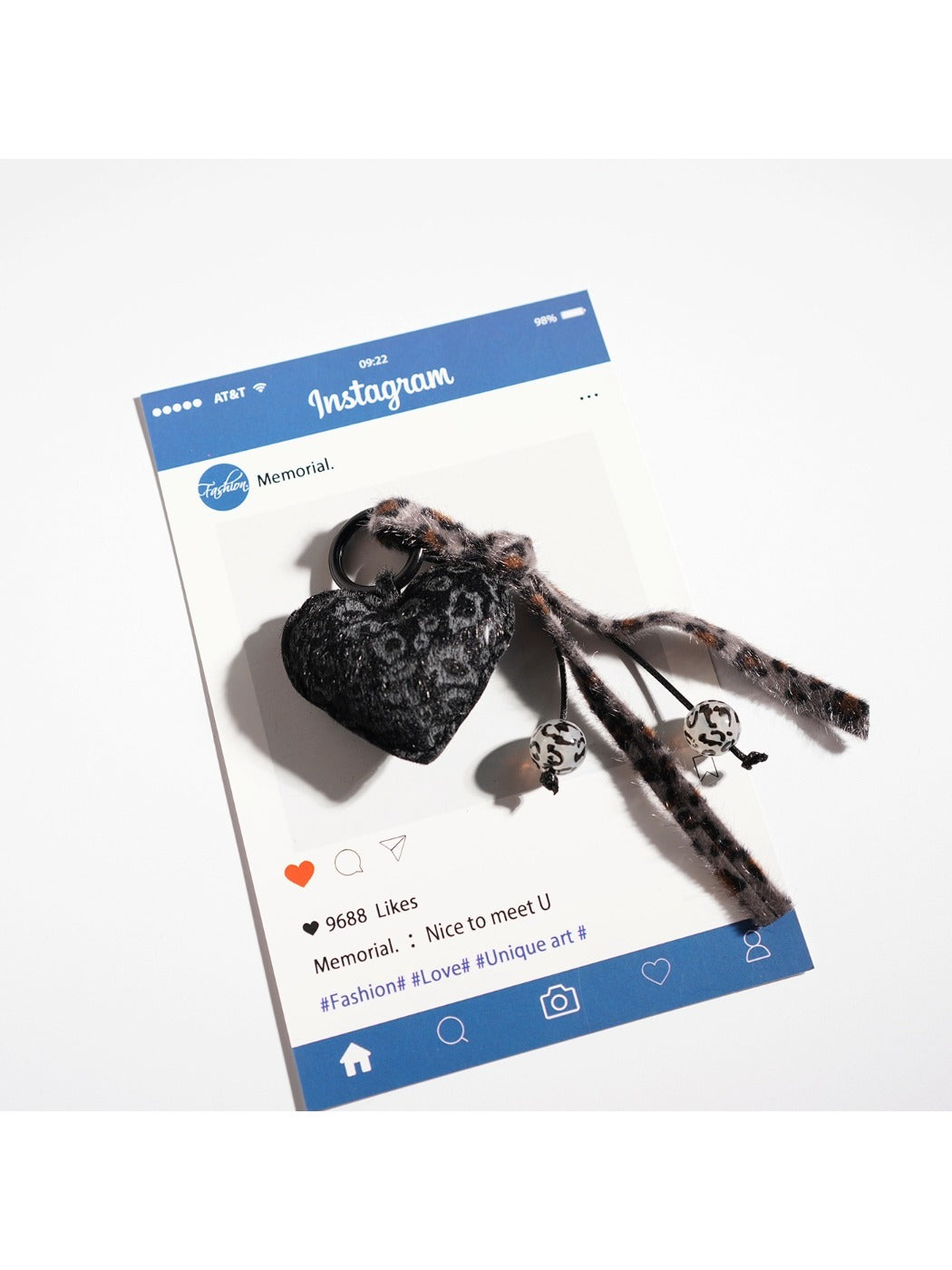 Keypus - Retro Leopard Print Heart Keychain
