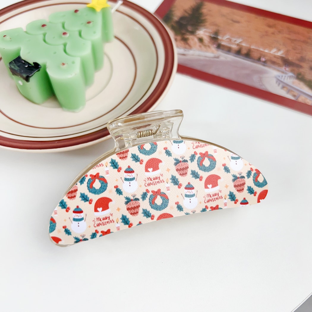 Beau - Classic Christmas Theme Print Claw Clip