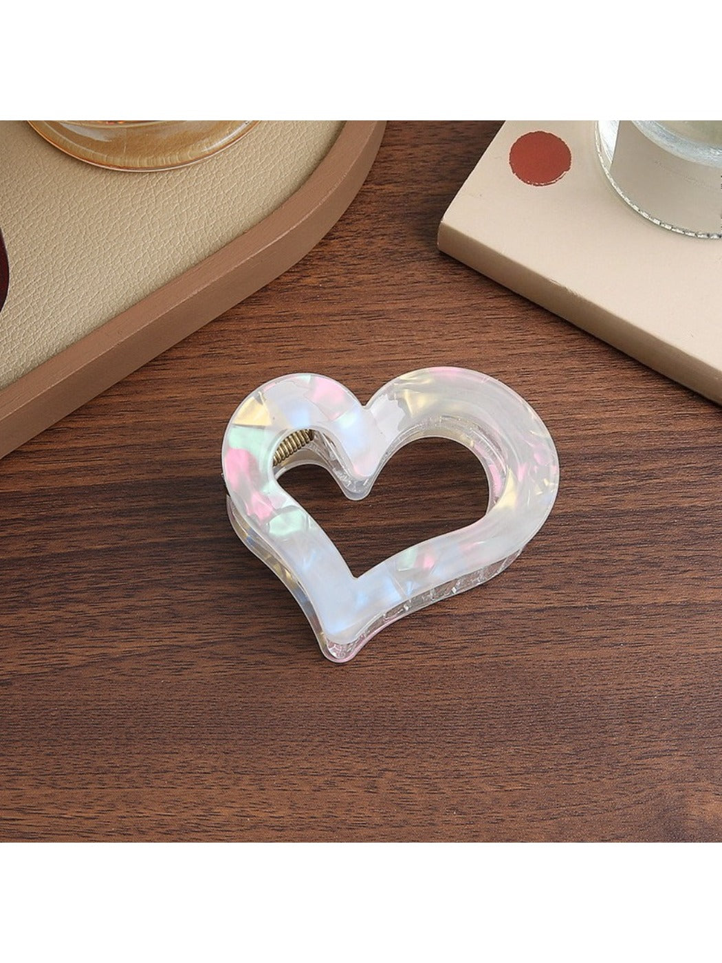 Beau - Iridescent Heart Shaped Claw Clip