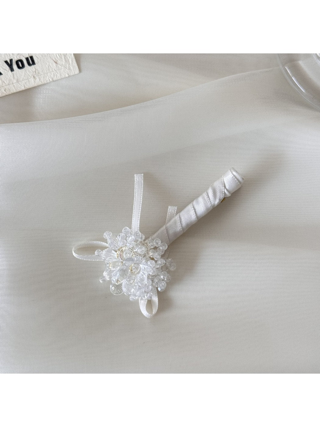 Beau - Floral Beaded Ribbon Barrette Hair Clip