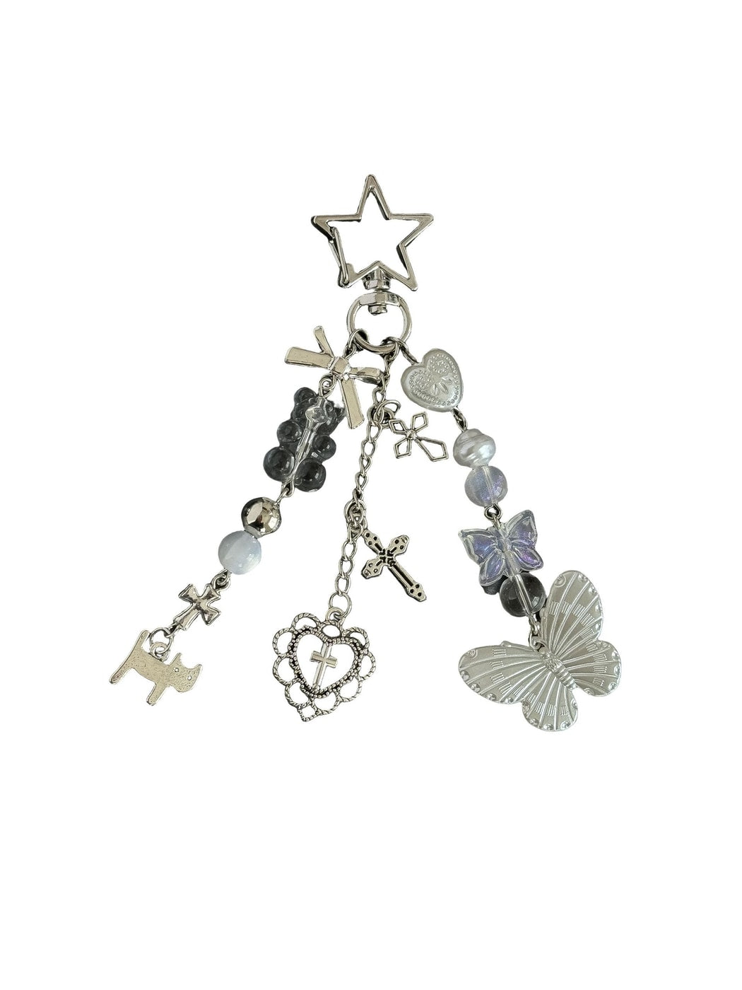 Keypus - Butterfly Heart Beaded Bag Charm Keychain