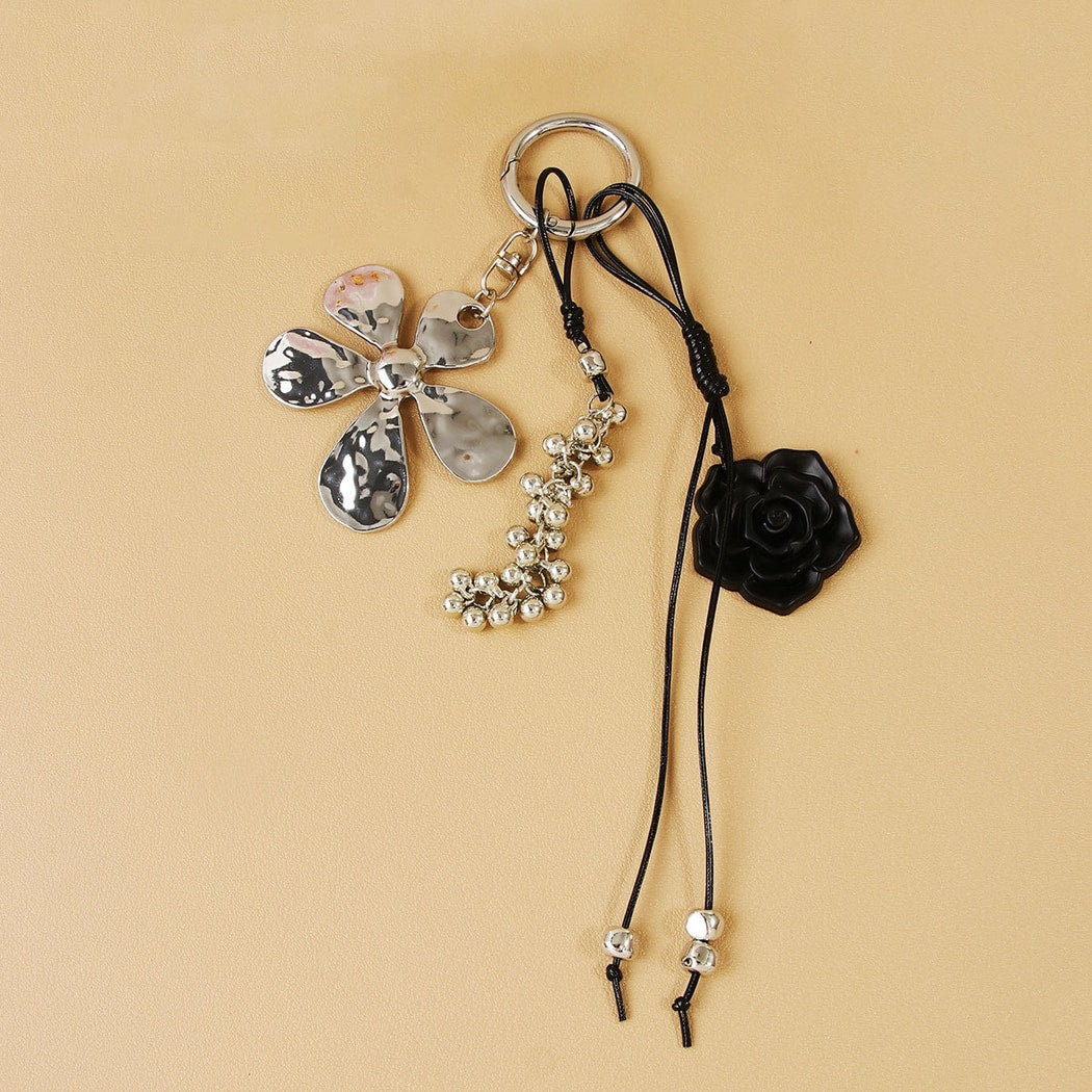 Keypus - PU Alloy Flower Pendant Bag Charm Keychain