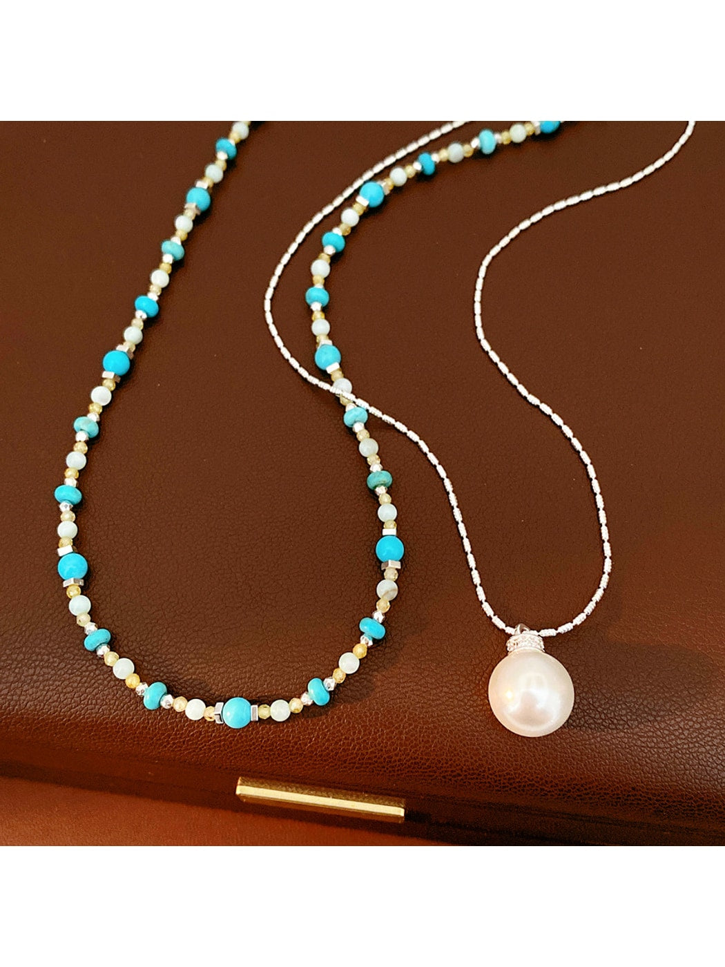 Nozari - Layered Beaded Round Pendant Necklace