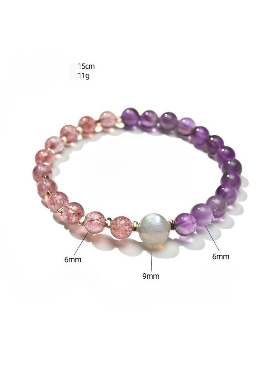 Lovra purple and white crystal beaded bracelet packaged in a gift box