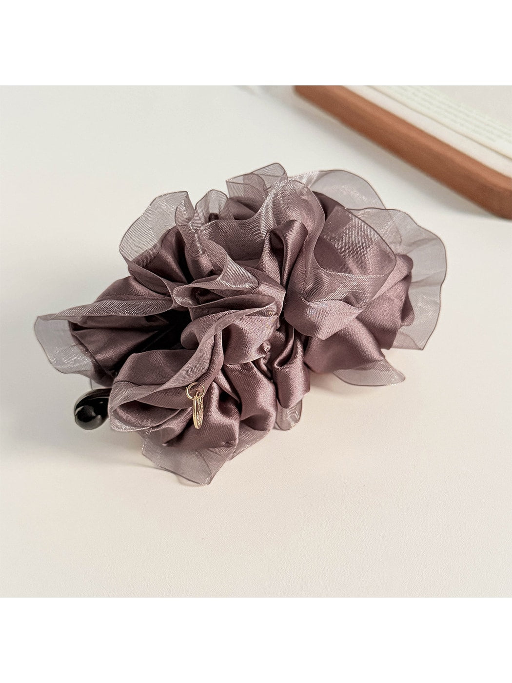 Beau - Bubble Pleated Mesh Flower Bud Banana Clip