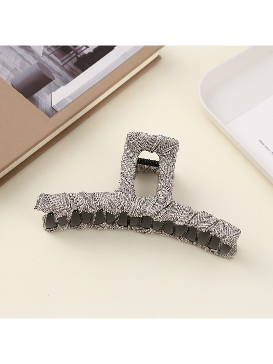 Beau - Pleated Geometric Fabric Claw Hair Clip