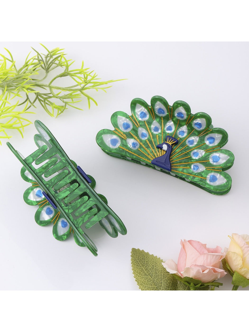 Beau - Retro Peacock Shaped Hair Claw Clip