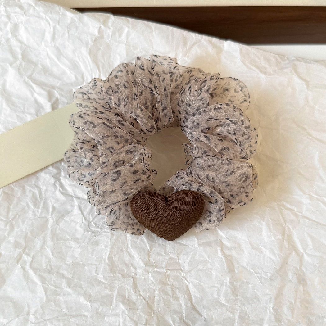 Gifty - Sheer Leopard Pattern Mesh Ruffle Scrunchie
