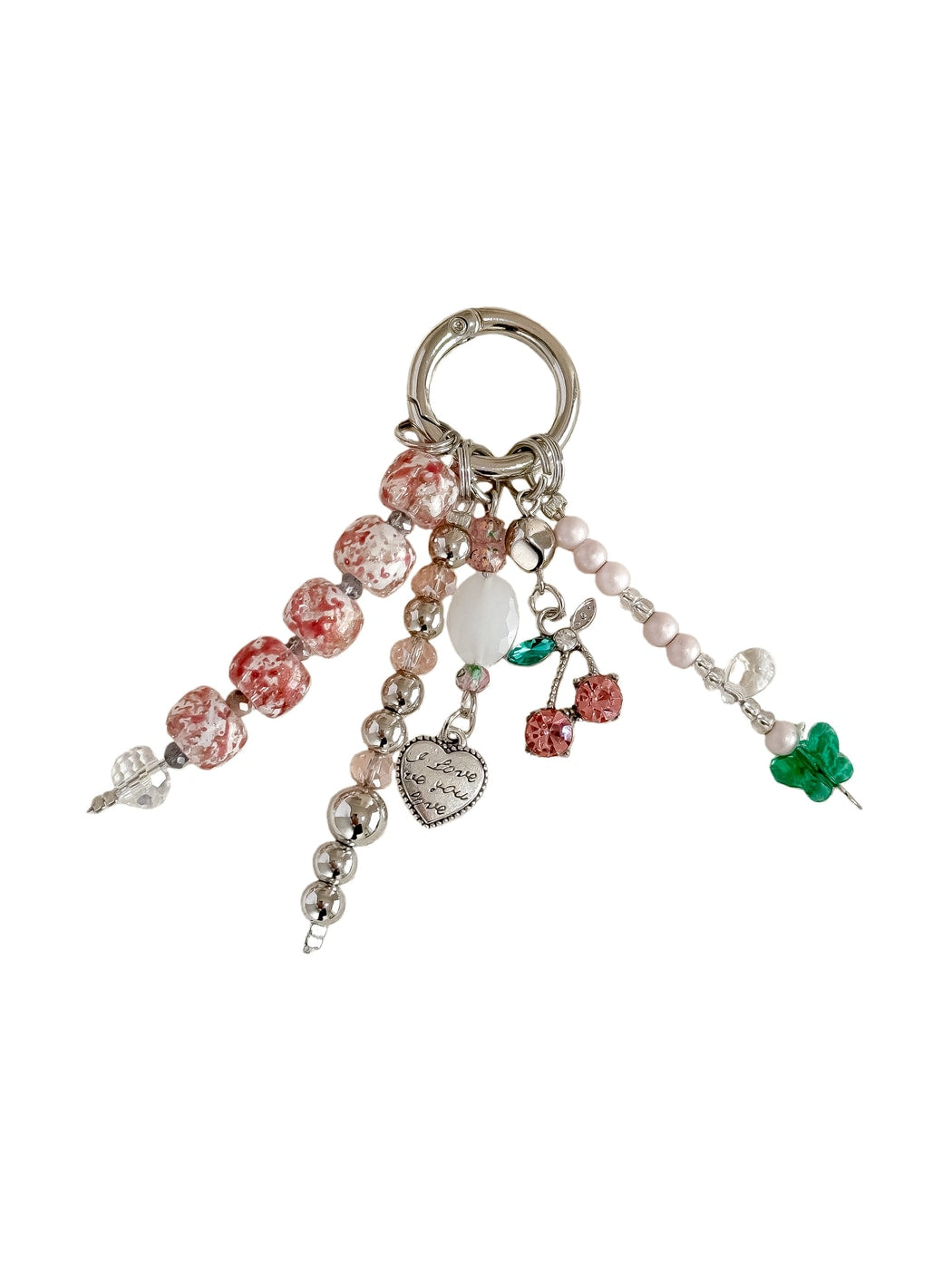Keypus - Sweet Beaded Cherry Keyring Bag Charm Keychain