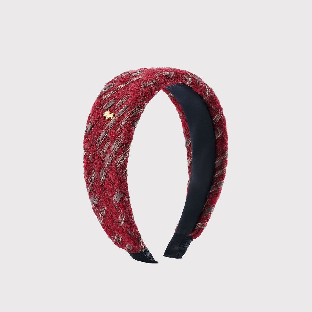 Gifty - Cute Pony Burgundy Tweed Wide Headband