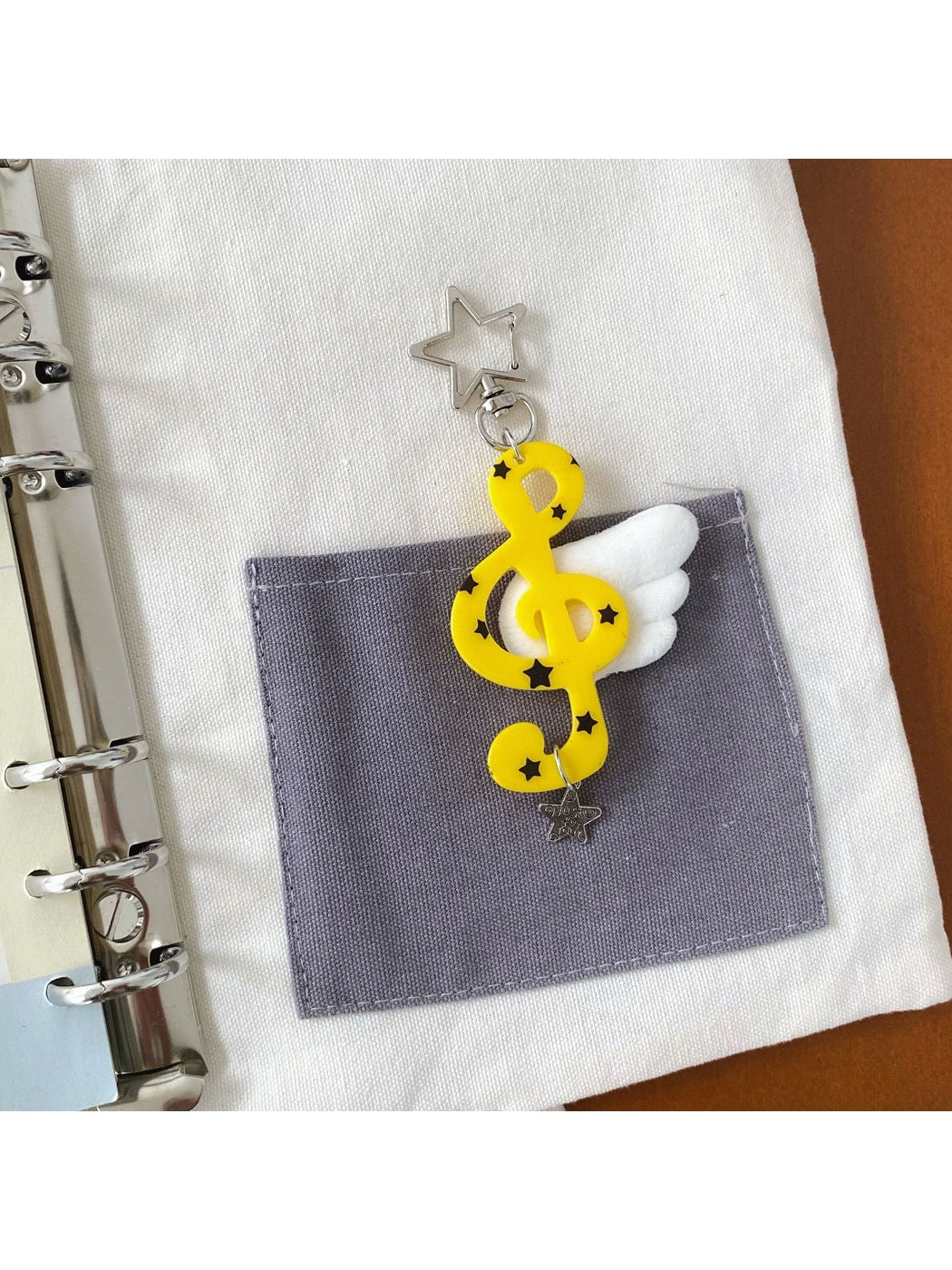 Keypus - Angel Wing Music Note Acrylic Bag Charm Keychain
