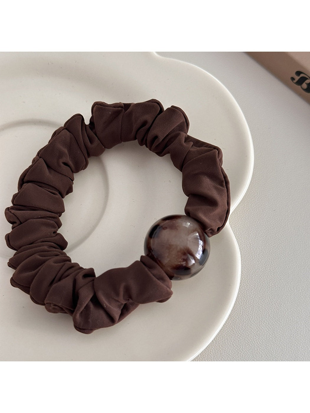 Gifty - Ruffled Leopard Print Ball Accent Scrunchie
