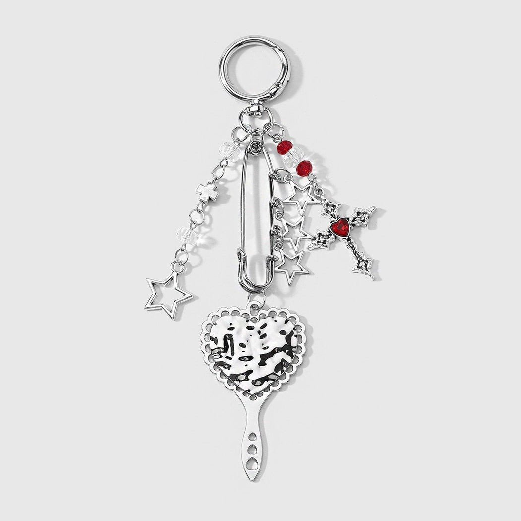 Keypus - Y2K Style Cross and Star Mirror Keychain