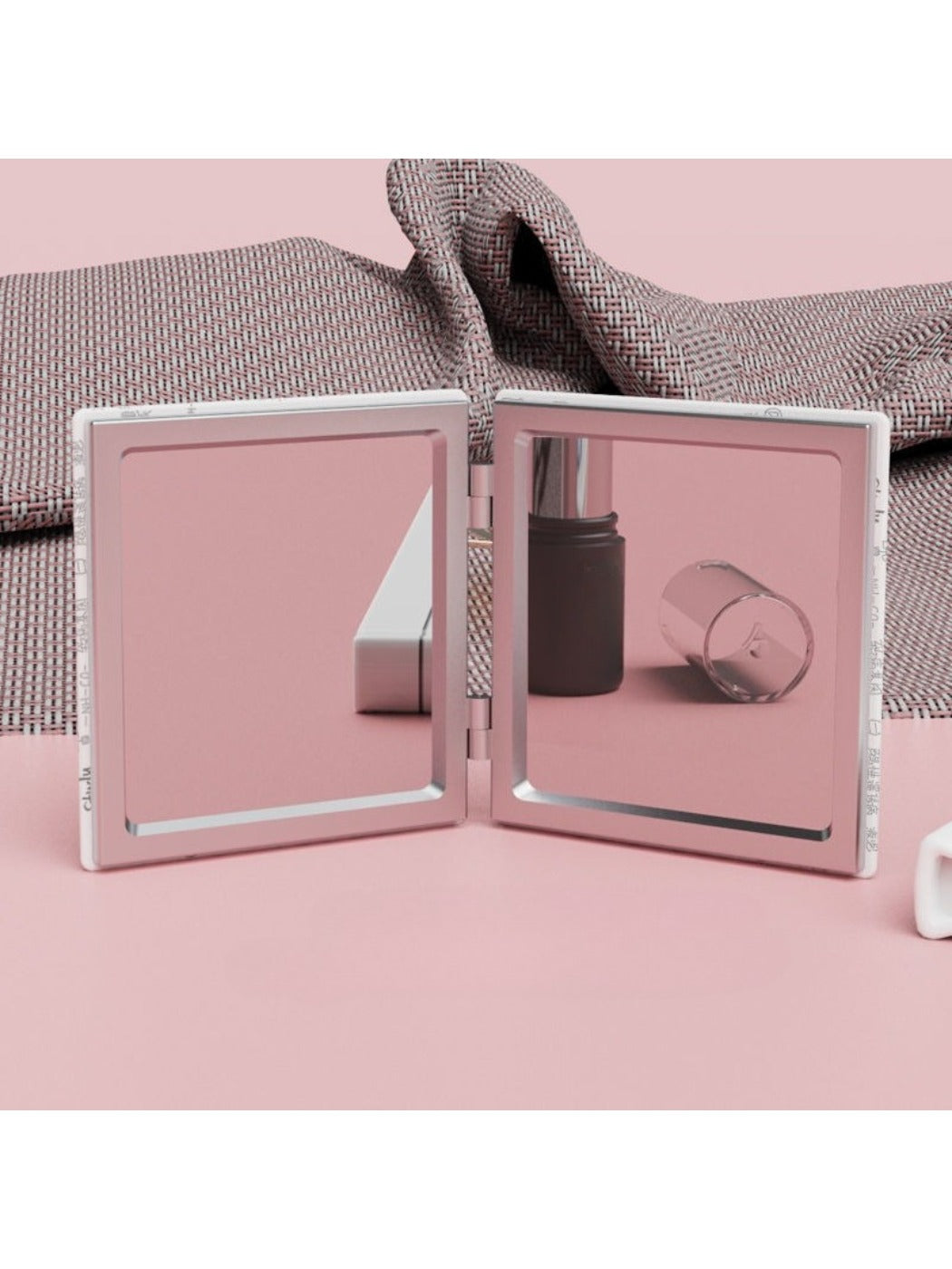 Mirroray - Pink Floral Print Square Compact Mirror
