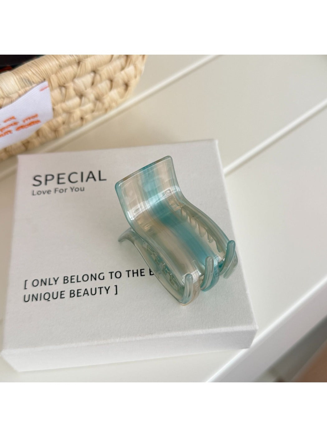 Beau - Marbled Acetate Rectangular Claw Clip