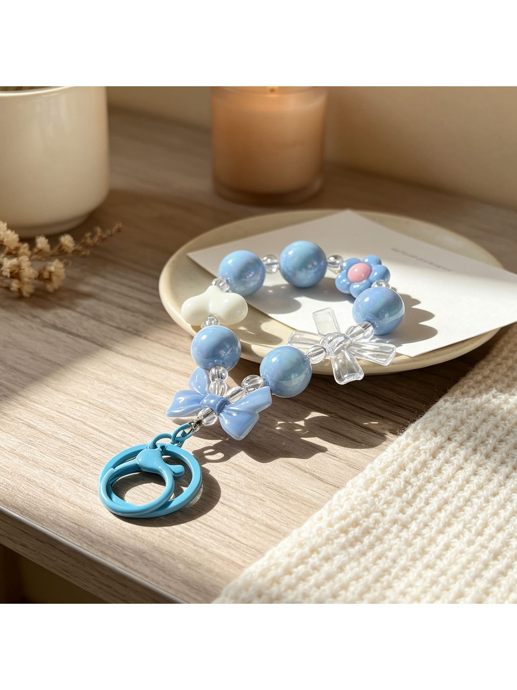Keypus - Colorful Heart Bow Beaded Keychain Charm