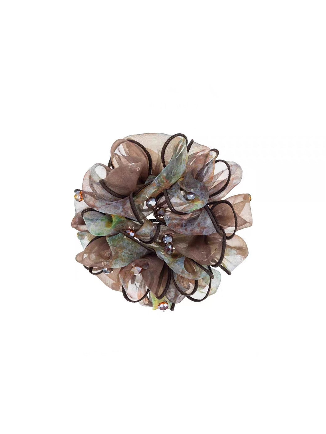 Gifty - Ruffled Lace Beaded Organza Style Scrunchie