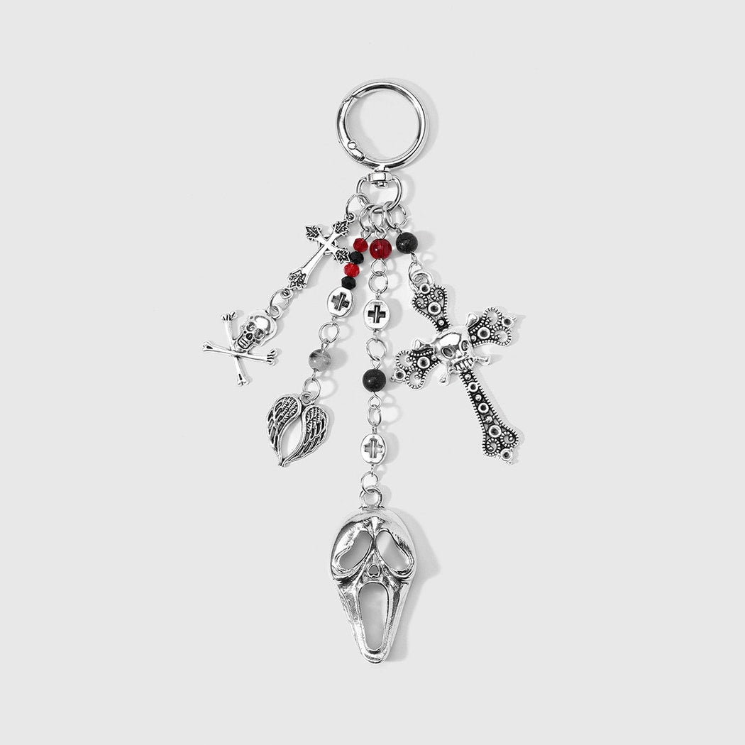 Keypus - Halloween Retro Skull and Cross Keychain